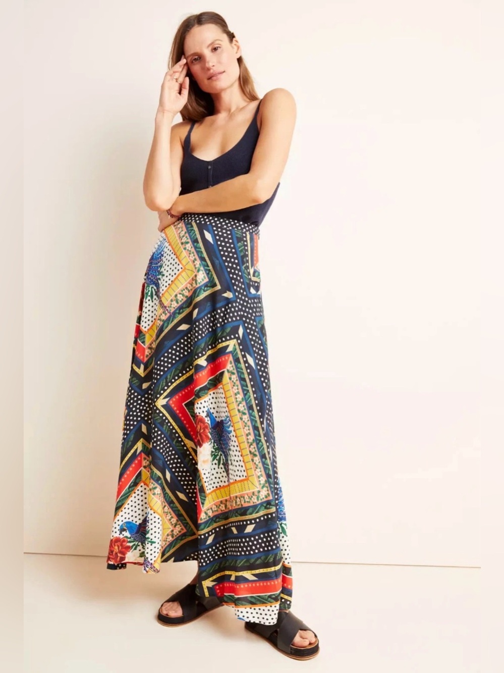 Farm Rio Vieques Maxi Skirt, Size L, NWOT, never worn